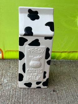Vintage Houston Harvest Cow Cookie Jar - Milk Carton