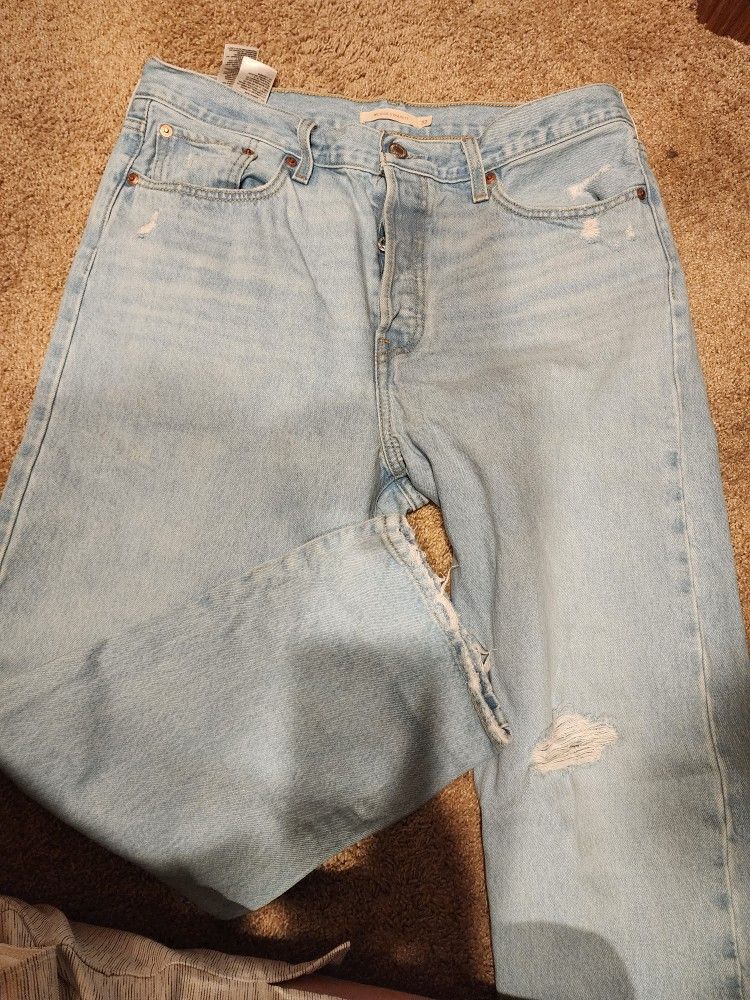 Women Levi Wedgie Straight Thick Denim Jeans 32 Button Fly