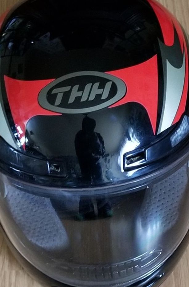 THH XL Full Face black red silver Flip visor DOT Federal Safety Padded Red