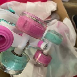 SULIFEEL Rainbow Unicorn 4 Size Adjustable Light up Roller Skates for Girls Boys for Kids