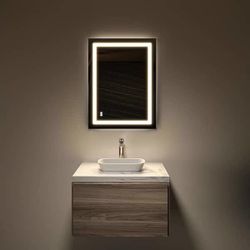 24 in. W x 32 in. H Frameless Rectangular Anti-Fog LED Light Wall Bathroom Vanity Mirror Dimmable Bright