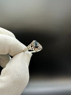 SILVER BLUE STONE RING #34096