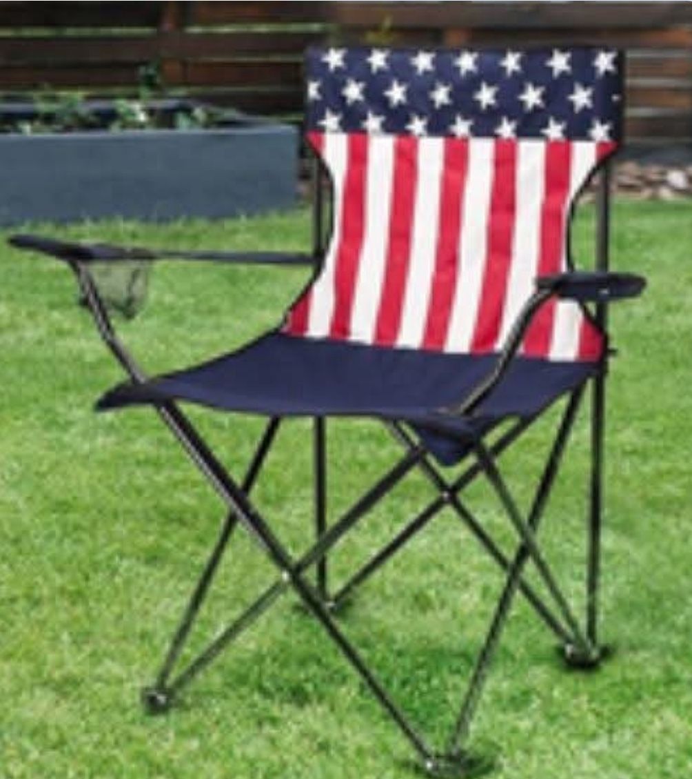 Folding Lawn Chair – American Flag Design Perfect for Camping, Tailgating, Backyard BBQs & More!