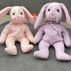 1996 Ty Beanie Babies Baby Hoppity + Floppity Bunny Rabbit with Swing Tag Errors