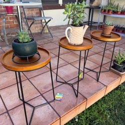 Vigoro Wood Top Plant Stand - 19 in Height - Indoor Use (3-Pack)