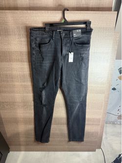 Express Men’s Skinny Hyper Stretch Black Distressed Jeans Size 31x30 NWT
