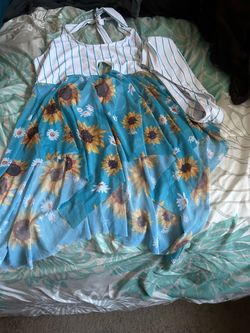 Pin stripe & flower swimsuit/size 4x