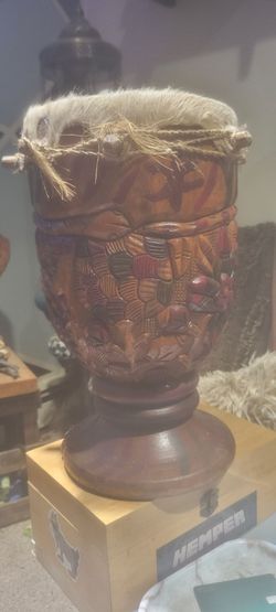 Wood carved drum