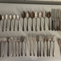 Inlaid Lovely Lady Silverware 42pcs