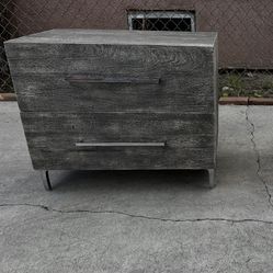 CB2 Link Washed Acadia Wood Bedside Table End Table Nightstand Cabinet.