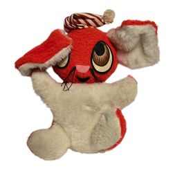 vintage plush 1950s Commonwealth red mouse with music box 