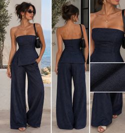 Dark Navy Denim Two-Piece Set