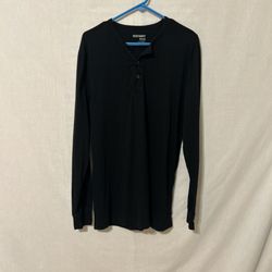 Old Navy Black Button-Up Henley Top