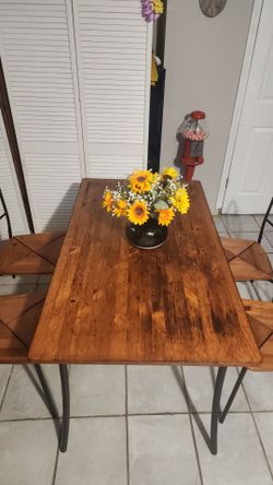 Rustic Wooden Dining Table with Metal Legs