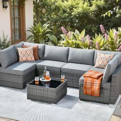 Seven Piece Patio Furniture Set Outdoor Patio Furniture Brand New Patio Outdoor Sofa Set 🆕