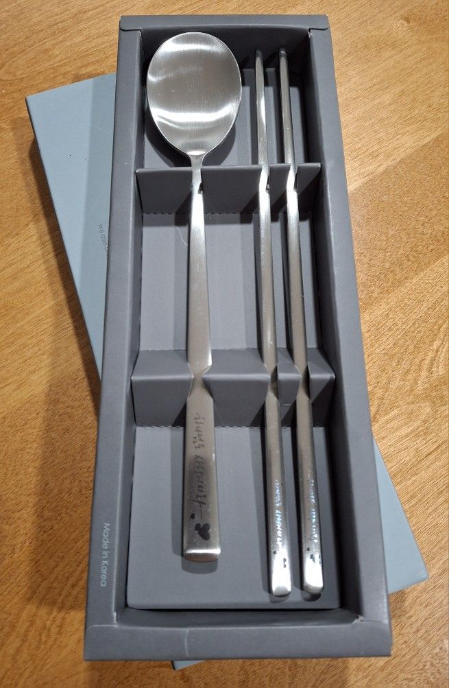 Spoon & Chopsticks Set, Stainless Steel, NEW