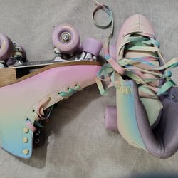  Pastel Rainbow Roller Skates Sz 8 Lk New!
