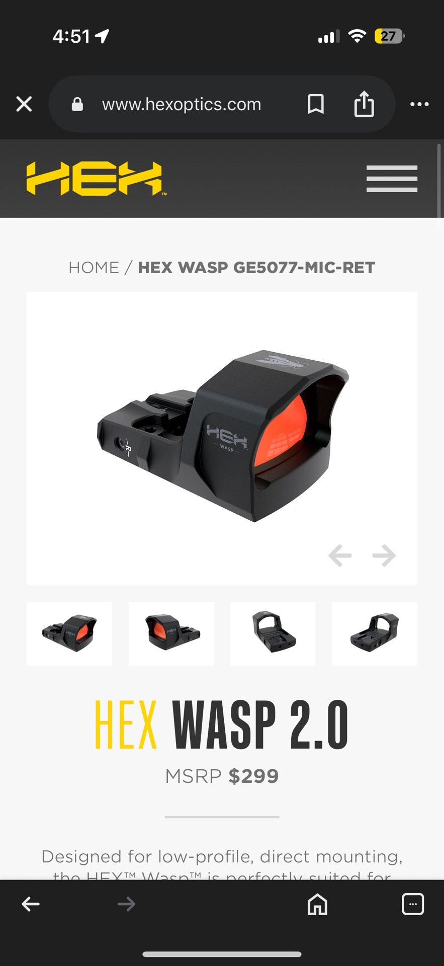 Red dot Springfield hex wasp 2.0