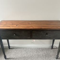 Espresso Sofa Console Table – 2 Drawers, Solid Wood