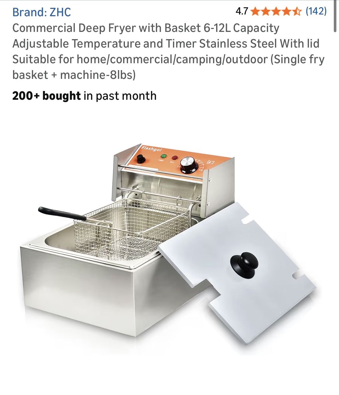 Brand New : Commercial Deep Fryer with Basket 6L Capacity