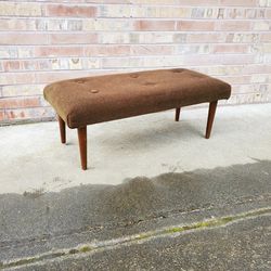 Mid Century Modern Brown Upholstered Bench Vintage 