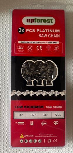 3-Pack 20" Chainsaw Chain;72 DL;Pitch 3/8";058"Gauge,For Husqvarna 257, 260,272.