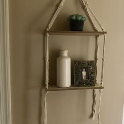 2 Tier Macrame Hanging Shelves