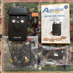 TENS 3000 Unit (Neurostimulation Electrode Unit and Pads by Analgesic Healthcare)  Lightly used set includes: *instruction manual *TENS unit with case