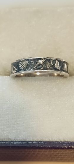 Vintage Rare Retired James Avery Sterling Silver Seashell band ring women's 5.5 to 6