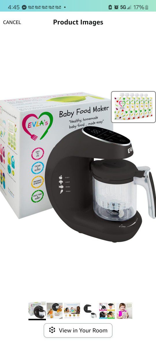 Baby Food Maker |  Baby Food Processor Blender Grinder Steamer |  Cooks & Blends Healthy Homemade Baby Food in Minutes |  Self Cleans |  Touch Screen 