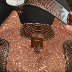 Michael Kors Collection Medium Bancroft Shoulder Bag Glitter Python 