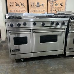 Viking 48”Wide All Gas Range Stove In Stainless Steel With Grill And Griddle 
