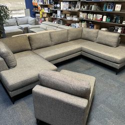 Large Grey Fabric Sectional New!