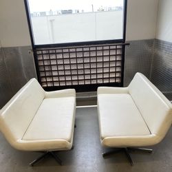 Two Faux Leather Sofas 
