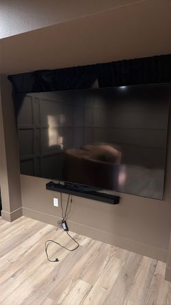 Large Flat Screen TV with Soundbar 98” TV