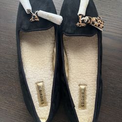 Birdies Size 7.5 Starling Faux Fur Cheetah Flats Slippers NEW