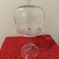 🍰 Vintage Glass Cake Stand with Dome Cloche - Elegant Pedestal Display 🍰