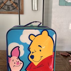 Vintage Disney Store Winnie the Pooh & Piglet Rolling Suitcase Luggage Carry On