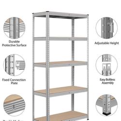 5-Tier Adjustable Storage High Shelf 386LB Capacity,Silver