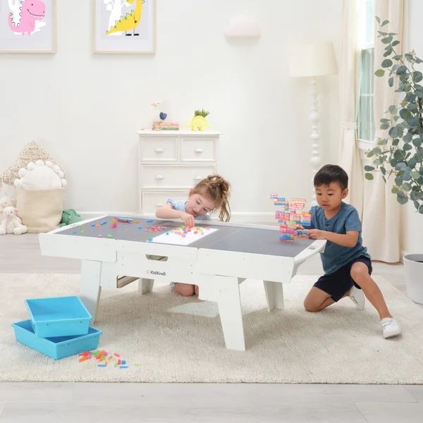 KidKraft Building Bricks Play N Glow Light Up Table with 210 Bricks