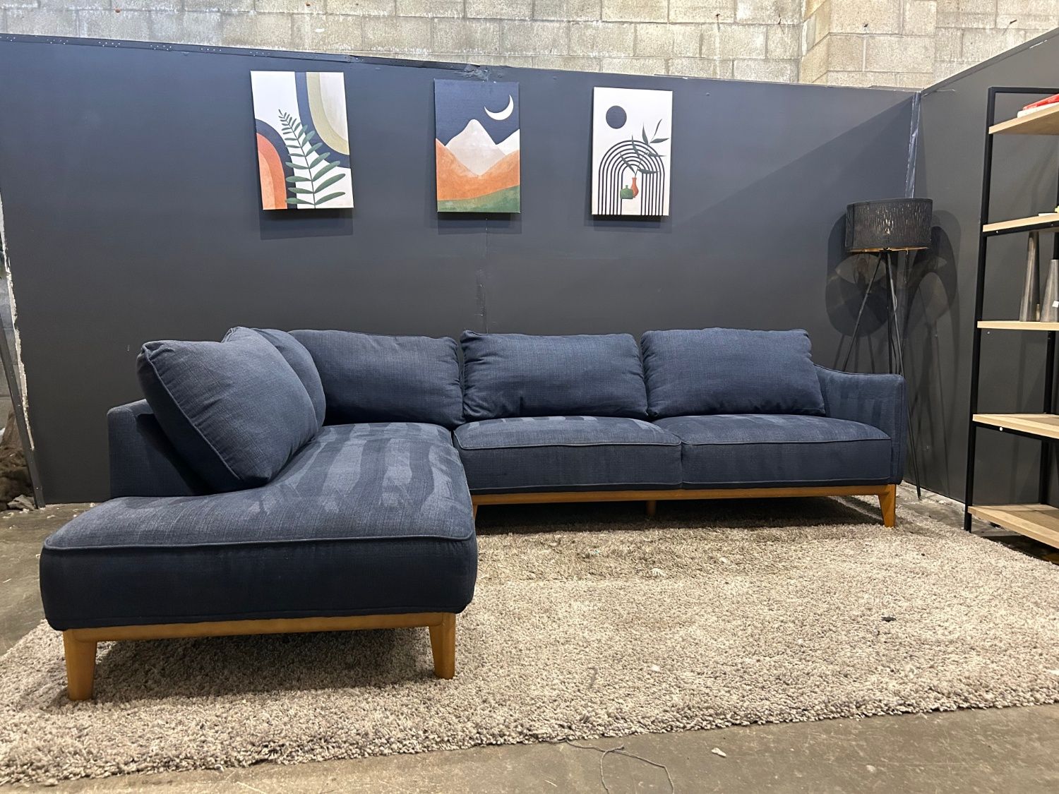 Macy's Jolene Navy Sectional Sofa with Chaise - Delivery Available!