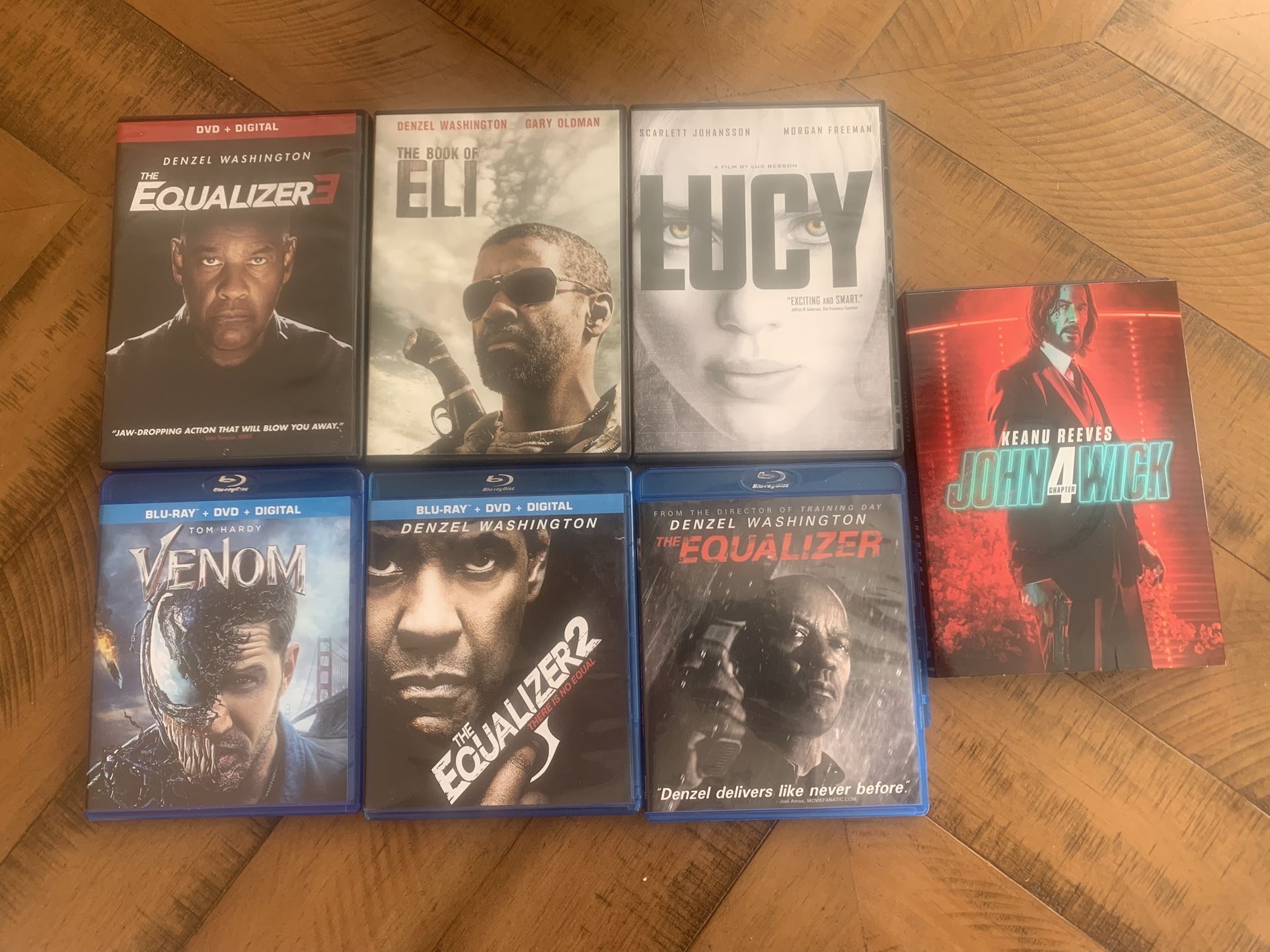 DVD Movies Equalizer 1,2,3, Lucy, Venom, John Wick 4