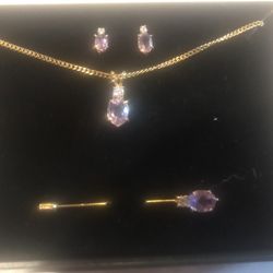 Genuine 3 Piece Amethyst Set With Certificate 
