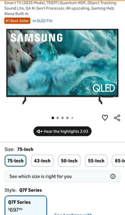 Samsung 75-Inch Class QLED Q7F Series Samsung Vision AI Smart TV (2025 Model)