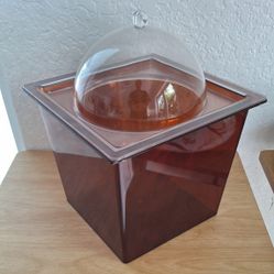 Rare Vintage Acrylic 3 piece Lucite Faux Tortoise MCM Vintage Dome Ice/champagne Bucket
Load with ice and put the insert in, add your bottle, more ice