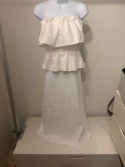 White Strapless Ruffle Maxi Dress NWOT