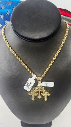 10k Hollow 24inch 4mm Chain And 10k Pendant