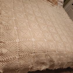 Vintage Crochet Full Bedspread Handmade $100