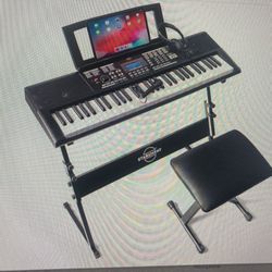 Starument 61 Key Premium Electric Keyboard Piano For Beginners With Stand  Speakers Microphone Headphone Bench And Display Pannel New