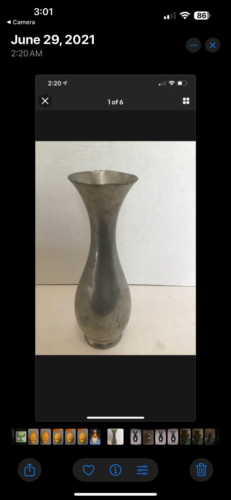 Antique Vintage Vintage Daalderop Made In Holland Small Pewter Bud Vase Silver Pewter Metal Small Unique Sculpted Rare Vase